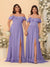 Chiffon A-Line/Princess Off-the-Shoulder Short Sleeves Ruched Bridesmaid Dresses