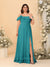 Chiffon A-Line/Princess Off-the-Shoulder Short Sleeves Plus Size Bridesmaid Dresses with Side Slit