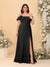 Chiffon A-Line/Princess Off-the-Shoulder Short Sleeves Plus Size Bridesmaid Dresses with Side Slit