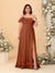 Chiffon A-Line/Princess Off-the-Shoulder Short Sleeves Plus Size Bridesmaid Dresses with Side Slit