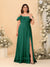 Chiffon A-Line/Princess Off-the-Shoulder Short Sleeves Plus Size Bridesmaid Dresses with Side Slit
