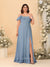 Chiffon A-Line/Princess Off-the-Shoulder Short Sleeves Plus Size Bridesmaid Dresses with Side Slit