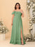 Chiffon A-Line/Princess Off-the-Shoulder Short Sleeves Plus Size Bridesmaid Dresses with Side Slit