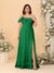 Chiffon A-Line/Princess Off-the-Shoulder Short Sleeves Plus Size Bridesmaid Dresses with Side Slit