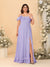 Chiffon A-Line/Princess Off-the-Shoulder Short Sleeves Plus Size Bridesmaid Dresses with Side Slit