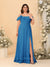 Chiffon A-Line/Princess Off-the-Shoulder Short Sleeves Plus Size Bridesmaid Dresses with Side Slit