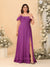 Chiffon A-Line/Princess Off-the-Shoulder Short Sleeves Plus Size Bridesmaid Dresses with Side Slit