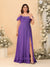 Chiffon A-Line/Princess Off-the-Shoulder Short Sleeves Plus Size Bridesmaid Dresses with Side Slit