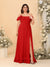Chiffon A-Line/Princess Off-the-Shoulder Short Sleeves Plus Size Bridesmaid Dresses with Side Slit
