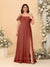 Chiffon A-Line/Princess Off-the-Shoulder Short Sleeves Plus Size Bridesmaid Dresses with Side Slit