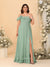 Chiffon A-Line/Princess Off-the-Shoulder Short Sleeves Plus Size Bridesmaid Dresses with Side Slit