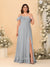 Chiffon A-Line/Princess Off-the-Shoulder Short Sleeves Plus Size Bridesmaid Dresses with Side Slit