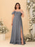 Chiffon A-Line/Princess Off-the-Shoulder Short Sleeves Plus Size Bridesmaid Dresses with Side Slit