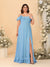 Chiffon A-Line/Princess Off-the-Shoulder Short Sleeves Plus Size Bridesmaid Dresses with Side Slit