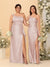 Sheath/Column One-Shoulder Sleeveless Split Side Bridesmaid Dresses with Ruffles