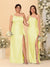 Sheath/Column One-Shoulder Sleeveless Split Side Bridesmaid Dresses with Ruffles