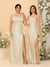 Sheath/Column One-Shoulder Sleeveless Split Side Bridesmaid Dresses with Ruffles