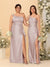 Sheath/Column One-Shoulder Sleeveless Split Side Bridesmaid Dresses with Ruffles