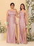 Sheath/Column One-Shoulder Sleeveless Split Side Bridesmaid Dresses with Ruffles