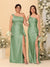 Sheath/Column One-Shoulder Sleeveless Split Side Bridesmaid Dresses with Ruffles