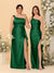 Sheath/Column One-Shoulder Sleeveless Split Side Bridesmaid Dresses with Ruffles