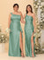 Sheath/Column One-Shoulder Sleeveless Split Side Bridesmaid Dresses with Ruffles