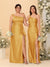 Sheath/Column One-Shoulder Sleeveless Split Side Bridesmaid Dresses with Ruffles