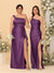 Sheath/Column One-Shoulder Sleeveless Split Side Bridesmaid Dresses with Ruffles