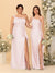 Sheath/Column One-Shoulder Sleeveless Split Side Bridesmaid Dresses with Ruffles