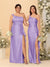 Sheath/Column One-Shoulder Sleeveless Split Side Bridesmaid Dresses with Ruffles