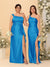 Sheath/Column One-Shoulder Sleeveless Split Side Bridesmaid Dresses with Ruffles