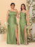 Sheath/Column One-Shoulder Sleeveless Split Side Bridesmaid Dresses with Ruffles