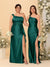 Sheath/Column One-Shoulder Sleeveless Split Side Bridesmaid Dresses with Ruffles
