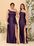 Sheath/Column One-Shoulder Sleeveless Split Side Bridesmaid Dresses with Ruffles