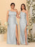 Sheath/Column One-Shoulder Sleeveless Split Side Bridesmaid Dresses with Ruffles