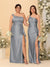 Sheath/Column One-Shoulder Sleeveless Split Side Bridesmaid Dresses with Ruffles