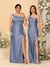 Sheath/Column One-Shoulder Sleeveless Split Side Bridesmaid Dresses with Ruffles