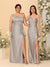 Sheath/Column One-Shoulder Sleeveless Split Side Bridesmaid Dresses with Ruffles
