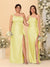 Sheath/Column One-Shoulder Sleeveless Split Side Bridesmaid Dresses with Ruffles