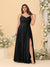 A-Line/Princess Spaghetti Straps Sleeveless Ruched Bridesmaid Dresses with Side Slit