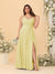 A-Line/Princess Spaghetti Straps Sleeveless Ruched Bridesmaid Dresses with Side Slit