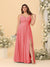 A-Line/Princess Spaghetti Straps Sleeveless Ruched Bridesmaid Dresses with Side Slit