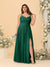 A-Line/Princess Spaghetti Straps Sleeveless Ruched Bridesmaid Dresses with Side Slit