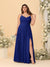 A-Line/Princess Spaghetti Straps Sleeveless Ruched Bridesmaid Dresses with Side Slit