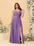 A-Line/Princess Spaghetti Straps Sleeveless Ruched Bridesmaid Dresses with Side Slit