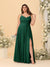 A-Line/Princess Spaghetti Straps Sleeveless Ruched Bridesmaid Dresses with Side Slit