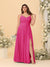 A-Line/Princess Spaghetti Straps Sleeveless Ruched Bridesmaid Dresses with Side Slit
