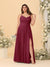 A-Line/Princess Spaghetti Straps Sleeveless Ruched Bridesmaid Dresses with Side Slit