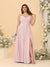 A-Line/Princess Spaghetti Straps Sleeveless Ruched Bridesmaid Dresses with Side Slit