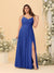 A-Line/Princess Spaghetti Straps Sleeveless Ruched Bridesmaid Dresses with Side Slit